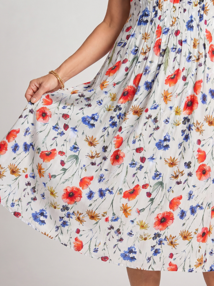 Denise | Floral Gathered Midi Dress