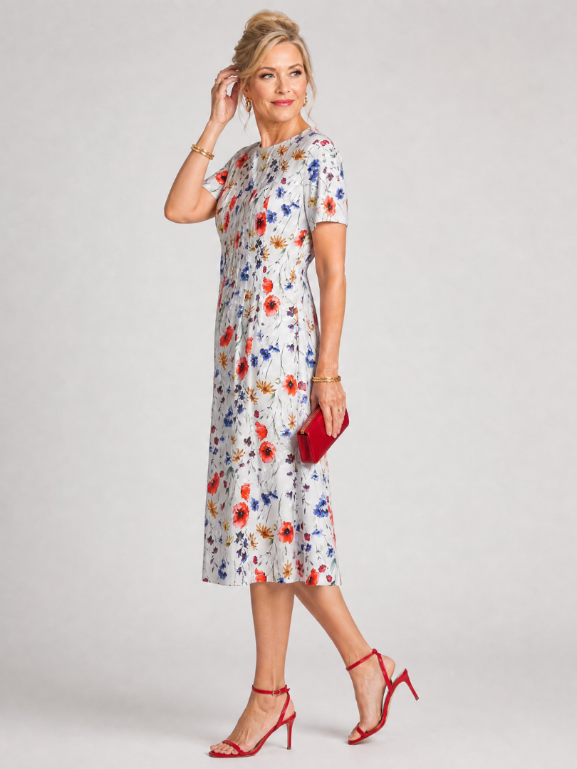 Denise | Floral Gathered Midi Dress