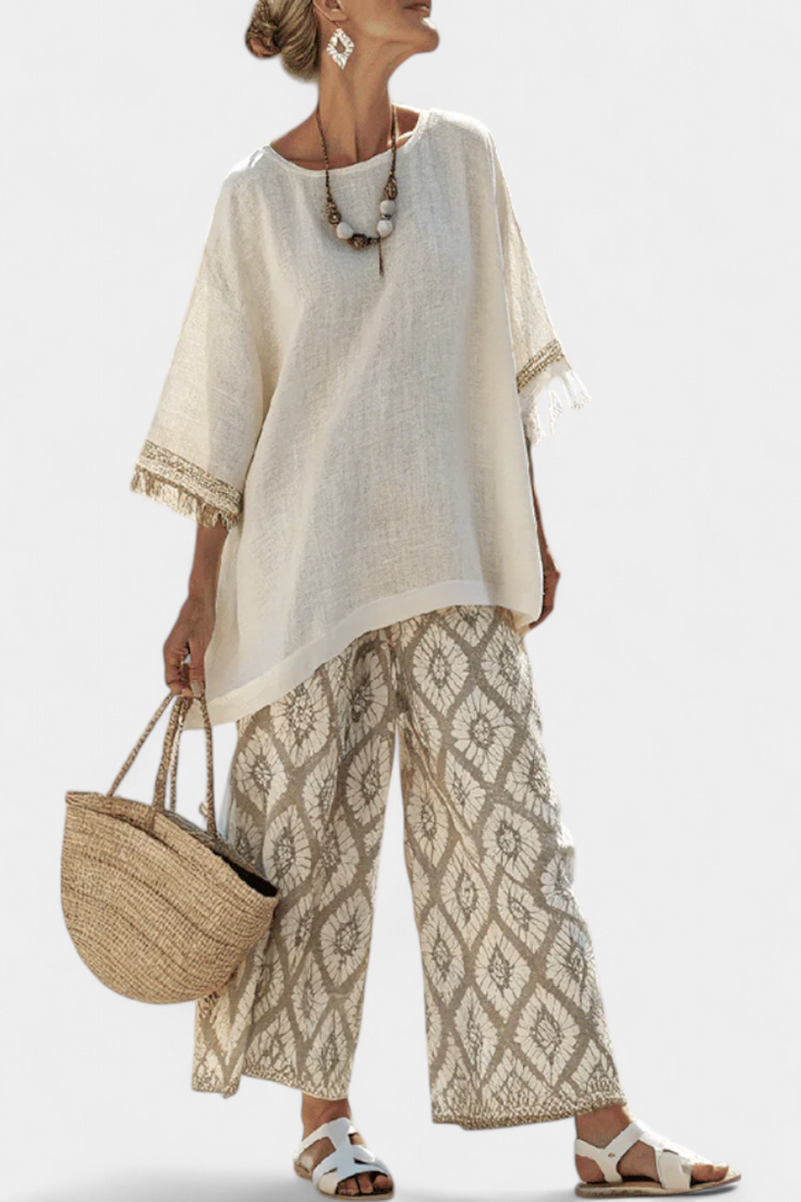 Alverra | Sophisticated Top &amp; Casual Trousers Set