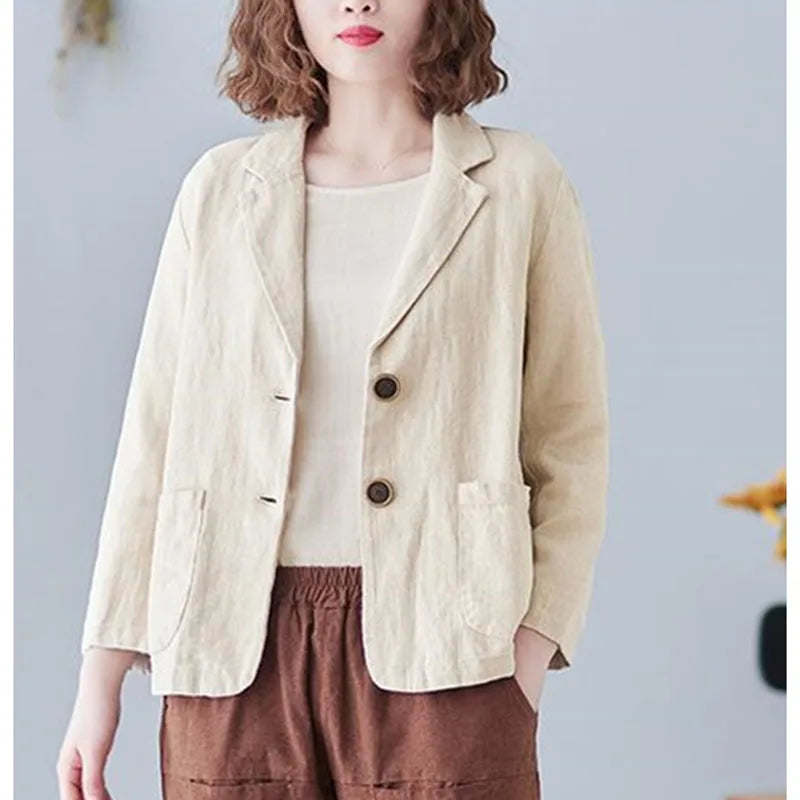 Korean Style Blazer Jacket – Lightweight Loose Fit for Spring &amp; Autumn