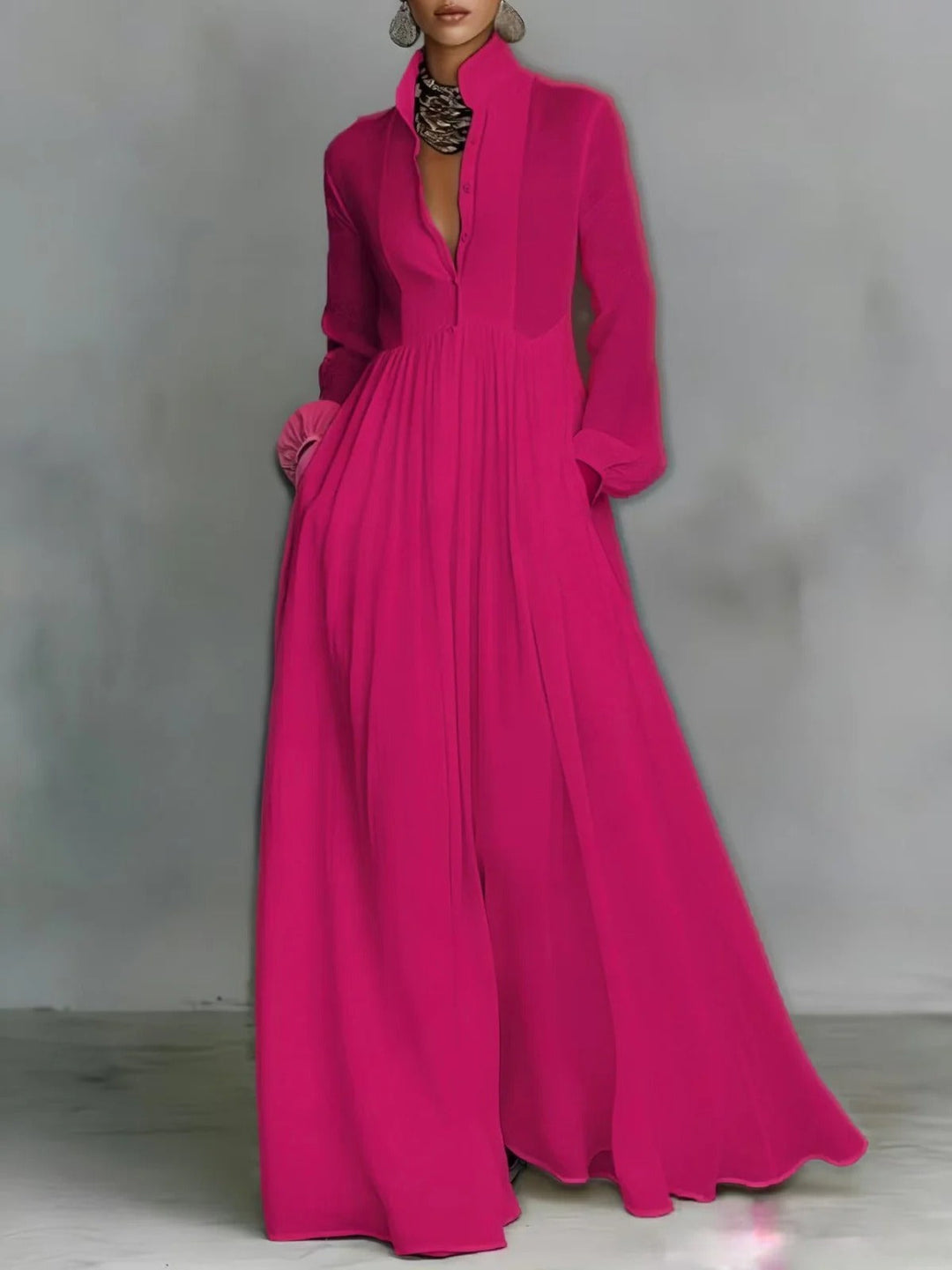Celine | Flowing Button-Front Maxi Dress